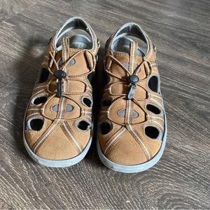 Privo Sandals 6.5 Mens Leather Brown Cinch Closure Breathable Comfort Fit